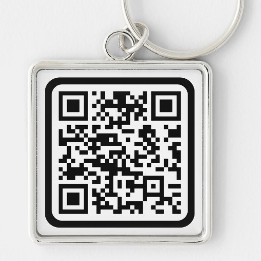 Bewerkbare moderne QR-code | Zwart wit of elke kle Sleutelhanger (Voorkant)