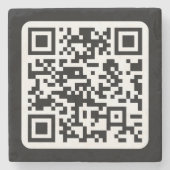 Bewerkbare moderne QR-code | Zwart wit of elke kle Stenen Onderzetter (Voorkant)