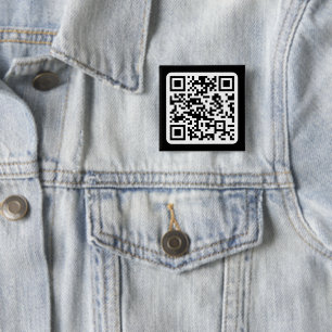 Bewerkbare moderne QR-code   Zwart wit of elke kle Vierkante Button 5,1 Cm