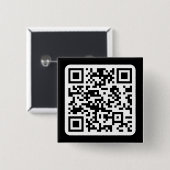 Bewerkbare moderne QR-code | Zwart wit of elke kle Vierkante Button 5,1 Cm (Voorkant /achterkant)