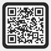 Bewerkbare moderne QR-code | Zwart wit of elke kle Vierkante Sticker (Voorkant)