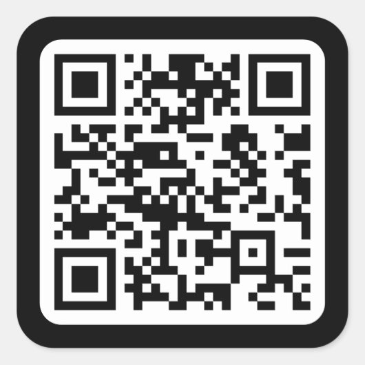 Bewerkbare moderne QR-code | Zwart wit of elke kle Vierkante Sticker (Voorkant)