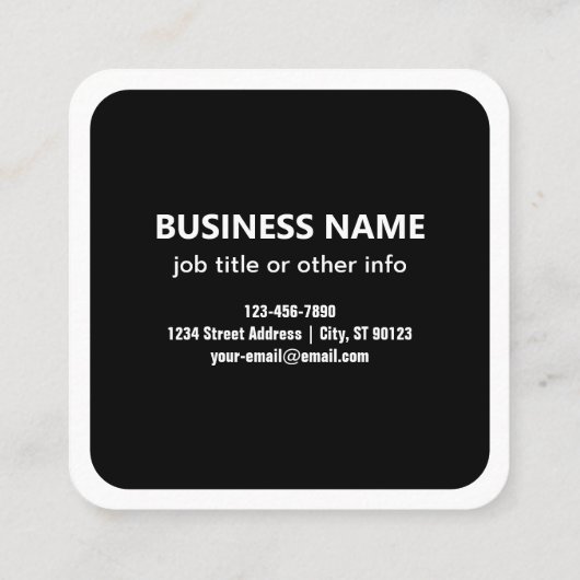 Bewerkbare moderne QR-code | Zwart wit of elke kle Vierkante Visitekaartje (Achterkant)