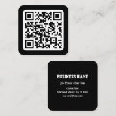 Bewerkbare moderne QR-code | Zwart wit of elke kle Vierkante Visitekaartje (Voorkant / Achterkant)