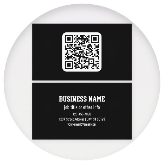 Bewerkbare moderne QR-code | Zwart wit of elke kle Visitekaartje