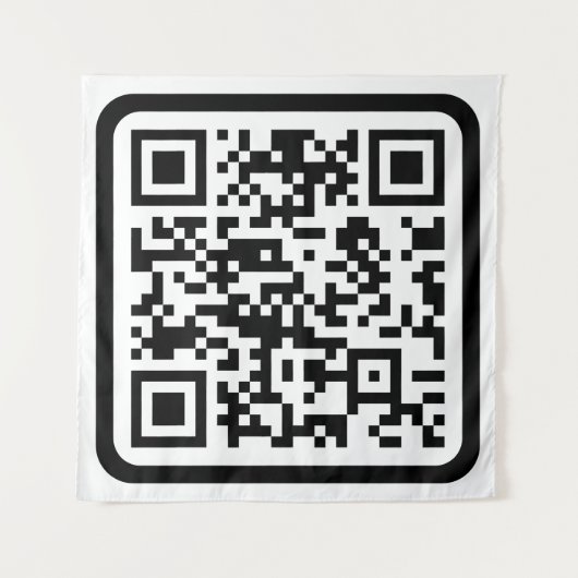 Bewerkbare moderne QR-code | Zwart wit of elke kle Wandkleed (Voorkant (horizontaal))
