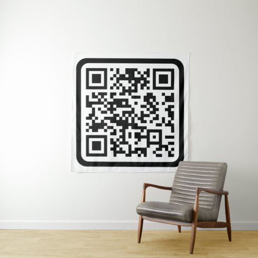Bewerkbare moderne QR-code | Zwart wit of elke kle Wandkleed (In Situ (horizontaal))