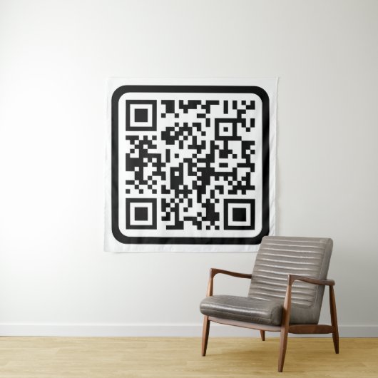 Bewerkbare moderne QR-code | Zwart wit of elke kle Wandkleed (In situ)