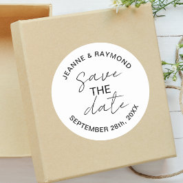 Bewerkbare moderne "Save the date" trouwkaart Ronde Sticker