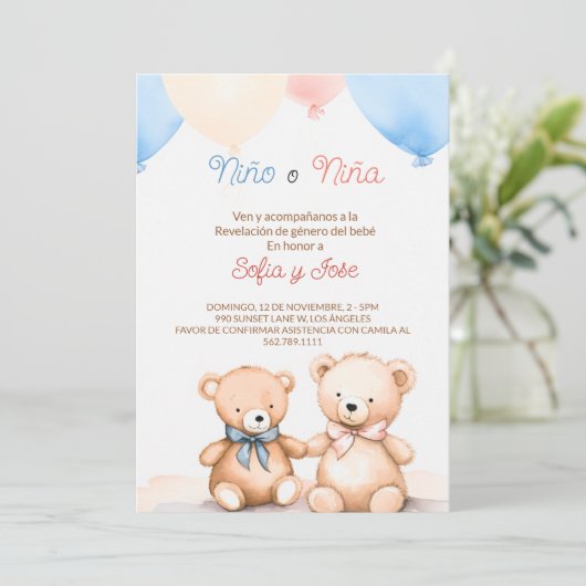 Bewerkbare moderne Spaanse Geslacht onthullen uitn Kaart (Staand voorkant)