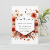 Bewerkbare moderne terracotta bruiloft save the date (Staand voorkant)
