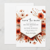 Bewerkbare moderne terracotta bruiloft save the date (Voorkant / Achterkant)