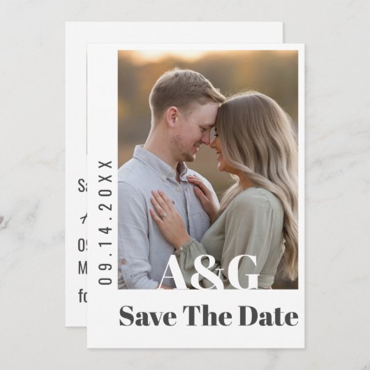 Bewerkbare moderne vet Bewaar de datum met grote f Save The Date (Voorkant / Achterkant)
