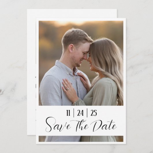 Bewerkbare moderne vet Bewaar de datum met grote f Save The Date (Voorkant / Achterkant)