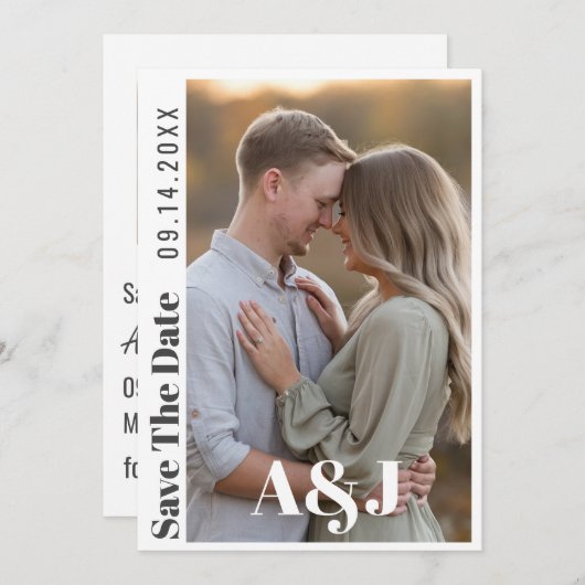 Bewerkbare moderne vet Bewaar de datum met grote f Save The Date (Voorkant / Achterkant)