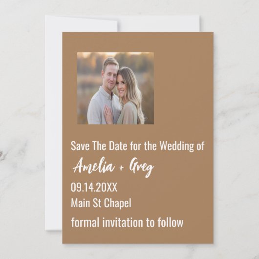 Bewerkbare moderne vet Bewaar de datum met grote f Save The Date (Achterkant)