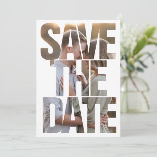 Bewerkbare moderne vet Bewaar de datum negatieve r Save The Date (Staand voorkant)