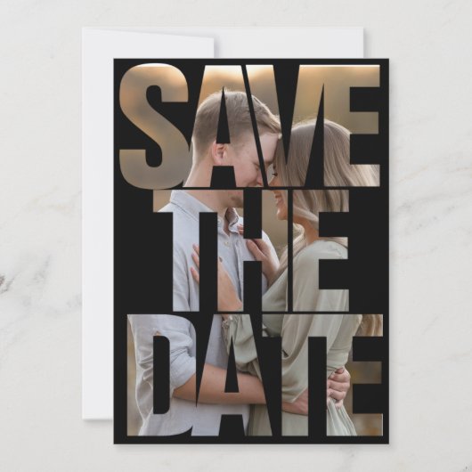 Bewerkbare moderne vet Bewaar de datum negatieve r Save The Date (Voorkant)
