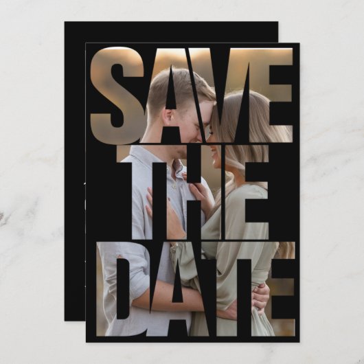 Bewerkbare moderne vet Bewaar de datum negatieve r Save The Date (Voorkant / Achterkant)