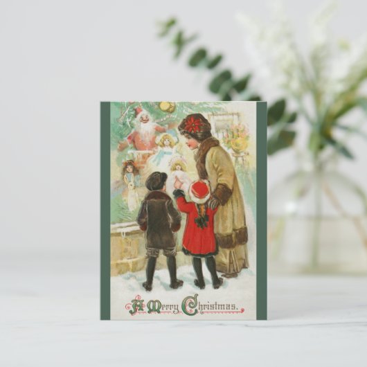 Bewerkbare Moeder en Kinder Winkel Window Christma Briefkaart (Staand voorkant)