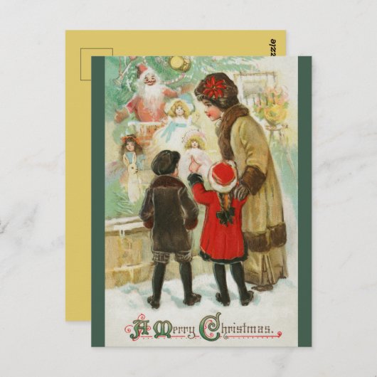 Bewerkbare Moeder en Kinder Winkel Window Christma Briefkaart (Voorkant / Achterkant)