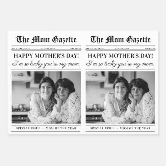 Bewerkbare Moederdag Krant Bloemenboeket Inpakpapier Vel (Voorkant 2)