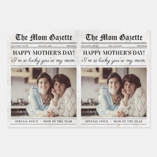 Bewerkbare Moederdag Krant Bloemenboeket Inpakpapier Vel (Voorkant 2)