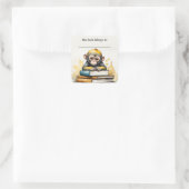 Bewerkbare Monkey en Boeken Bookplate Sticker (Tas)