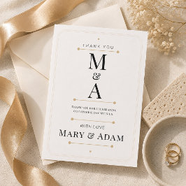 Bewerkbare Monogram Minimale Luxe Bedankkaart RSVP Kaartje