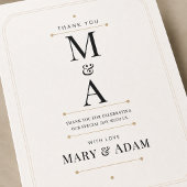 Bewerkbare Monogram Minimale Luxe Bedankkaart RSVP Kaartje