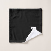 Bewerkbare monogramtekst | Zwart & Wit Bad Handdoek (Wasdoekje)