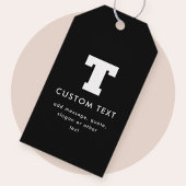 Bewerkbare monogramtekst | Zwart & Wit Cadeaulabel