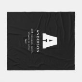 Bewerkbare monogramtekst | Zwart & Wit Fleece Deken (Voorkant (Horizontaal))