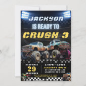 bewerkbare Monster Truck Boys Verjaardagsfeestje Kaart (Voorkant)