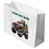 Bewerkbare Monster Truck Christmas Gift Bag Groot Cadeauzakje (Achterkant Gekanteld)
