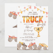 BEWERKBARE Monster Truck Verjaardag Uitnodiging (Voorkant / Achterkant)