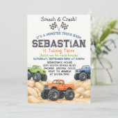 Bewerkbare Monster Truck Verjaardag Uitnodiging Sj (Staand voorkant)