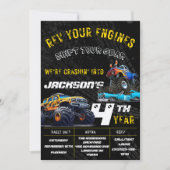 Bewerkbare Monster Truck Verjaardagsfeestuitnodigi Kaart (Voorkant)