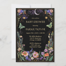 Bewerkbare Moody Forest Baby Shower Uitnodiging