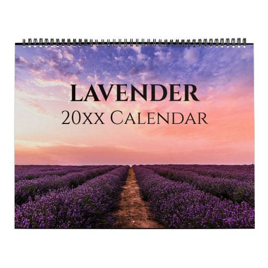 Bewerkbare mooie lavendel kalender (Hoes)