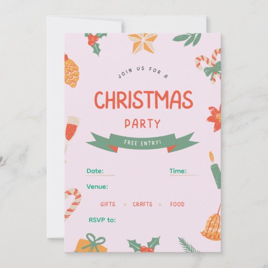 Bewerkbare Mooie Moderne Kerstfeest Uitnodiging (Voorkant)