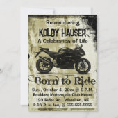Bewerkbare Motorcycle Celebration of Life Kaart (Voorkant)