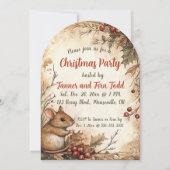 Bewerkbare muis en bessen kerstfeest kaart (Voorkant)