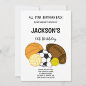 Bewerkbare Multi-Sport Party Uitnodiging voor Jong (Voorkant)