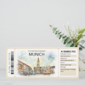 Bewerkbare München Vliegticket Duitsland Boarding  Kaart (Staand voorkant)