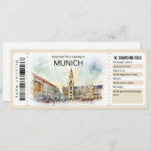 Bewerkbare München Vliegticket Duitsland Boarding  Kaart (Voorkant / Achterkant)