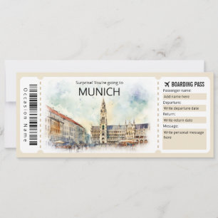 Bewerkbare München Vliegticket Duitsland Boarding  Kaart