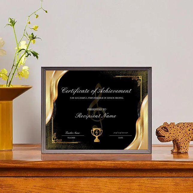 Bewerkbare Muziek Certificaat van Prestatie Award (Editable Music Certificate of Achievement Award)