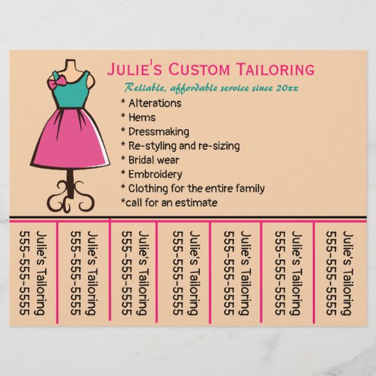 Bewerkbare naaister telefoonnummer flyer (Voorkant)