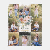 bewerkbare naam 8 foto roze girale waterverf fleece deken (Voorkant)